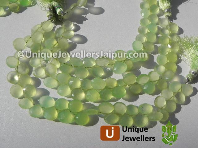 Apple Green Chalsydony Faceted Heart Beads
